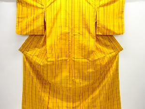 アンティーク　格子織り出し米沢紬着物